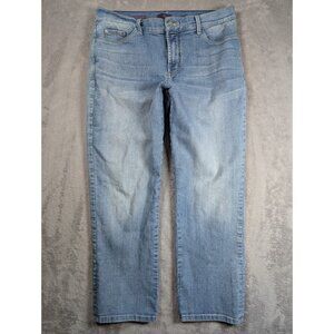 NYDJ Dayla Jeans Womens Size 12 Light Wash Wide Cuff Capri Lift Tuck Technology